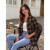 Zeagoo Womens Flannel Plaid Shirts Long Sleeve Button Down Tops Work Blouse(Brown)