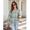 Zeagoo Womens Flannel Plaid Shirts Long Sleeve Button Down Tops Work Blouse(Green Plaid)