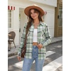 Zeagoo Womens Flannel Plaid Shirts Long Sleeve Button Down Tops Work Blouse(Green Plaid)