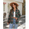 Zeagoo Womens Flannel Plaid Shirts Long Sleeve Button Down Tops Work Blouse(Green Red Plaid)