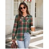 Zeagoo Womens Flannel Plaid Shirts Long Sleeve Button Down Tops Work Blouse(Green Red Plaid)