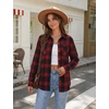 Zeagoo Womens Flannel Plaid Shirts Long Sleeve Button Down Tops Work Blouse(Red)