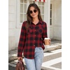 Zeagoo Womens Flannel Plaid Shirts Long Sleeve Button Down Tops Work Blouse(Red)