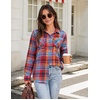 Zeagoo Womens Flannel Plaid Shirts Long Sleeve Button Down Tops Work Blouse(Retro Red Blue Plaid)