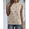 Zeagoo Womens Sleeveless Tops Turtleneck Sweater Business Casual Outfits(A1-polka Dot-khaki)
