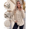 Zeagoo Womens Waffle Knit Shacket Button Down Long Sleeve Tops with Pocket(01-apricot)