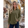Zeagoo Womens Waffle Knit Shacket Button Down Long Sleeve Tops with Pocket(Army Green)