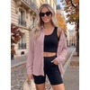 Zeagoo Womens Waffle Knit Shacket Button Down Long Sleeve Tops with Pocket(Blush Rose)