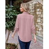 Zeagoo Womens Waffle Knit Shacket Button Down Long Sleeve Tops with Pocket(Blush Rose)