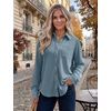 Zeagoo Womens Waffle Knit Shacket Button Down Long Sleeve Tops with Pocket(Clear Blue)