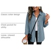 Zeagoo Womens Waffle Knit Shacket Button Down Long Sleeve Tops with Pocket(Clear Blue)