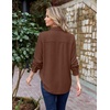 Zeagoo Womens Waffle Knit Shacket Button Down Long Sleeve Tops with Pocket(Coffee)