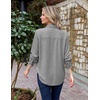 Zeagoo Womens Waffle Knit Shacket Button Down Long Sleeve Tops with Pocket(Grey)