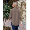 Zeagoo Womens Waffle Knit Shacket Button Down Long Sleeve Tops with Pocket(Khaki)