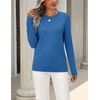 Zeagoo Womens Wool Blend Sweater Crewneck Long Sleeve Tops Fashion Clothing(Blue)