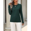 Zeagoo Womens Wool Blend Sweater Crewneck Long Sleeve Tops Fashion Clothing(Dark Green)