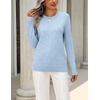 Zeagoo Womens Wool Blend Sweater Crewneck Long Sleeve Tops Fashion Clothing(Light Blue)