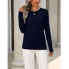 Zeagoo Womens Wool Blend Sweater Crewneck Long Sleeve Tops Fashion Clothing(Navy Blue)