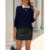 Zeagoo Womens Wool Blend Sweater Crewneck Long Sleeve Tops Fashion Clothing(Navy Blue)