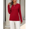 Zeagoo Womens Wool Blend Sweater Crewneck Long Sleeve Tops Fashion Clothing(Red)