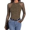 Zeagoo Long Sleeve Shirts for Women Sheer Mesh Top Mock Neck Fitted Blouses(An127)
