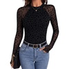 Zeagoo Long Sleeve Shirts for Women Sheer Mesh Top Mock Neck Fitted Blouses(An59)