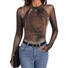Zeagoo Long Sleeve Shirts for Women Sheer Mesh Top Mock Neck Fitted Blouses(Cx291)