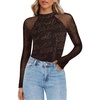 Zeagoo Long Sleeve Shirts for Women Sheer Mesh Top Mock Neck Fitted Blouses(Cx299)