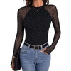 Zeagoo Long Sleeve Shirts for Women Sheer Mesh Top Mock Neck Fitted Blouses(Jh723)