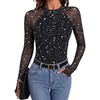Zeagoo Long Sleeve Shirts for Women Sheer Mesh Top Mock Neck Fitted Blouses(Kt246)