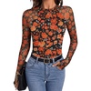 Zeagoo Long Sleeve Shirts for Women Sheer Mesh Top Mock Neck Fitted Blouses(Wf75)