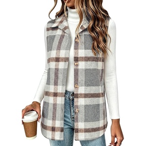 Zeagoo Plaid Vest for Women Flannel Jackets Sleeveless Button Down Shirts(Grey-gz555)