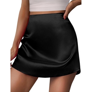 Zeagoo Skirts for Women High Waisted Stain Mini Skirt Aline Zipper Skirt(A-black)
