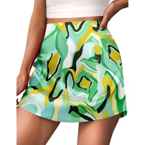 Zeagoo Skirts for Women High Waisted Stain Mini Skirt Aline Zipper Skirt(Green Floral)