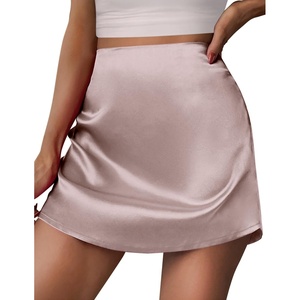 Zeagoo Skirts for Women High Waisted Stain Mini Skirt Aline Zipper Skirt(Light Khaki)