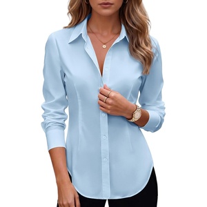 Zeagoo Women’s Button Down Shirts Long Sleeve Business Casual Blouses Tops(Blue)