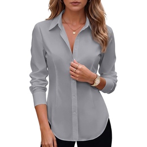 Zeagoo Women’s Button Down Shirts Long Sleeve Business Casual Blouses Tops(Gray)