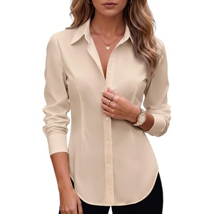 Zeagoo Women’s Button Down Shirts Long Sleeve Business Casual Blouses Tops(Light Khaki)