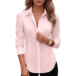 Zeagoo Women’s Button Down Shirts Long Sleeve Business Casual Blouses Tops(Pink)