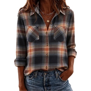 Zeagoo Womens Flannel Plaid Shirts Long Sleeve Button Down Tops Work Blouse(Autumn Rust Plaid)