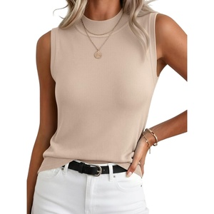 Zeagoo Womens Sleeveless Tops Turtleneck Sweater Business Casual Outfits(Camel)