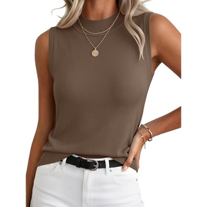 Zeagoo Womens Sleeveless Tops Turtleneck Sweater Business Casual Outfits(Coffee)