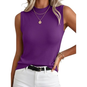 Zeagoo Womens Sleeveless Tops Turtleneck Sweater Business Casual Outfits(Purple)