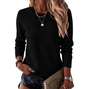 Zeagoo Womens Wool Blend Sweater Crewneck Long Sleeve Tops Fashion Clothing(Black)