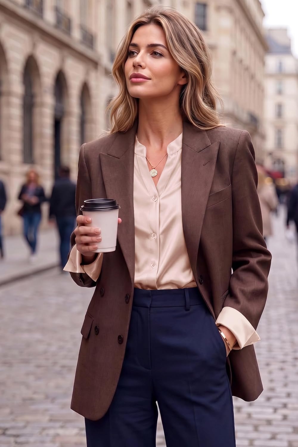image:imageZeagoo Women Silk Satin Tops Long Sleeve Button Down Shirts S2XLChampagne