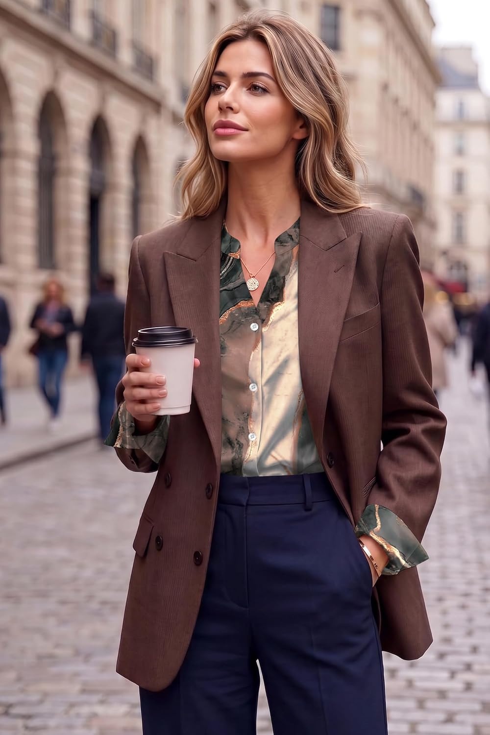 image:imageZeagoo Women Silk Satin Tops Long Sleeve Button Down Shirts S2XLMulticolor