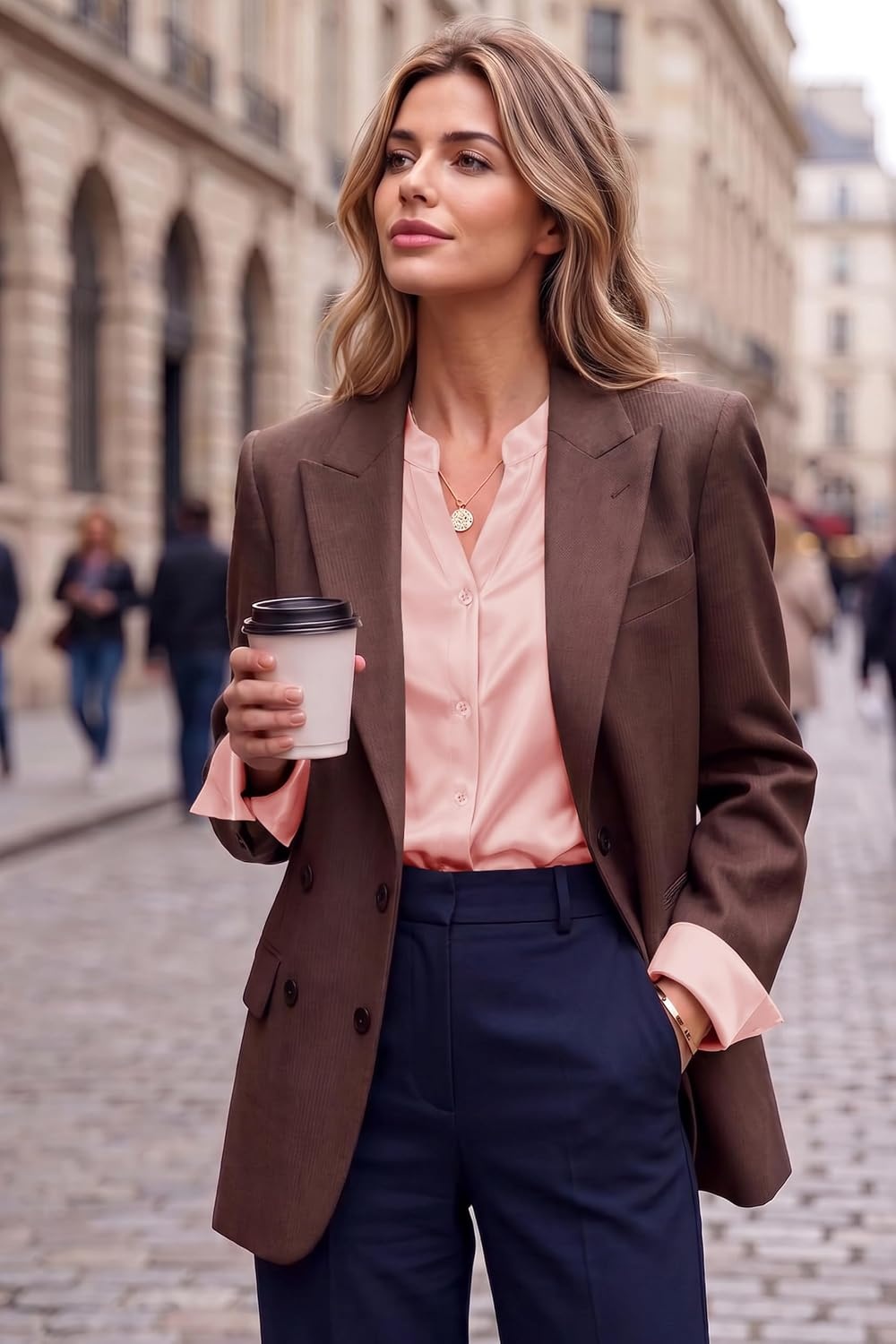 image:imageZeagoo Women Silk Satin Tops Long Sleeve Button Down Shirts S2XLPink