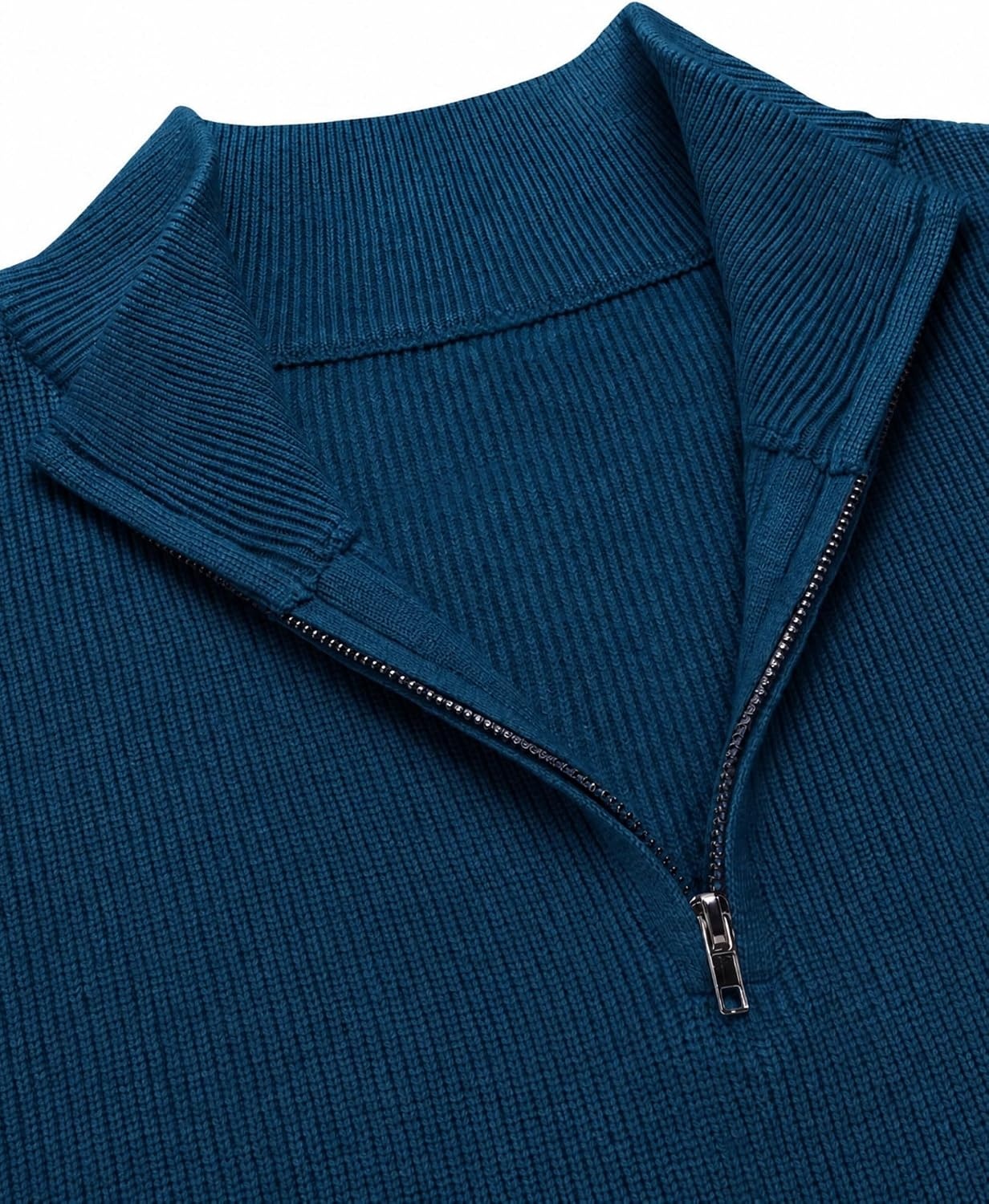image:imageZeagoo Womens Fall Long Sleeve Quarter Zip Sweaters Knit Pullover TopsBlue
