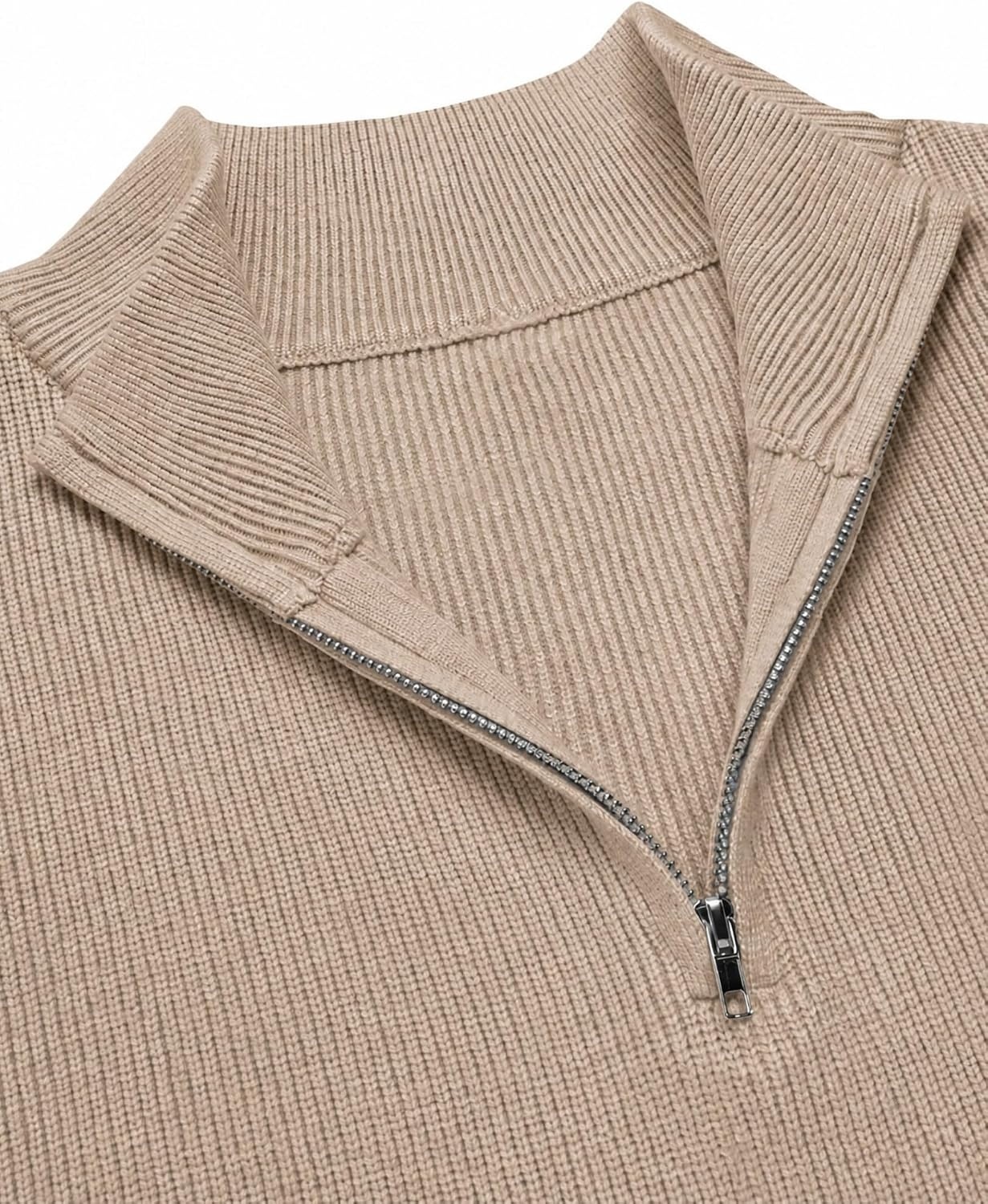 image:imageZeagoo Womens Fall Long Sleeve Quarter Zip Sweaters Knit Pullover TopsKhaki