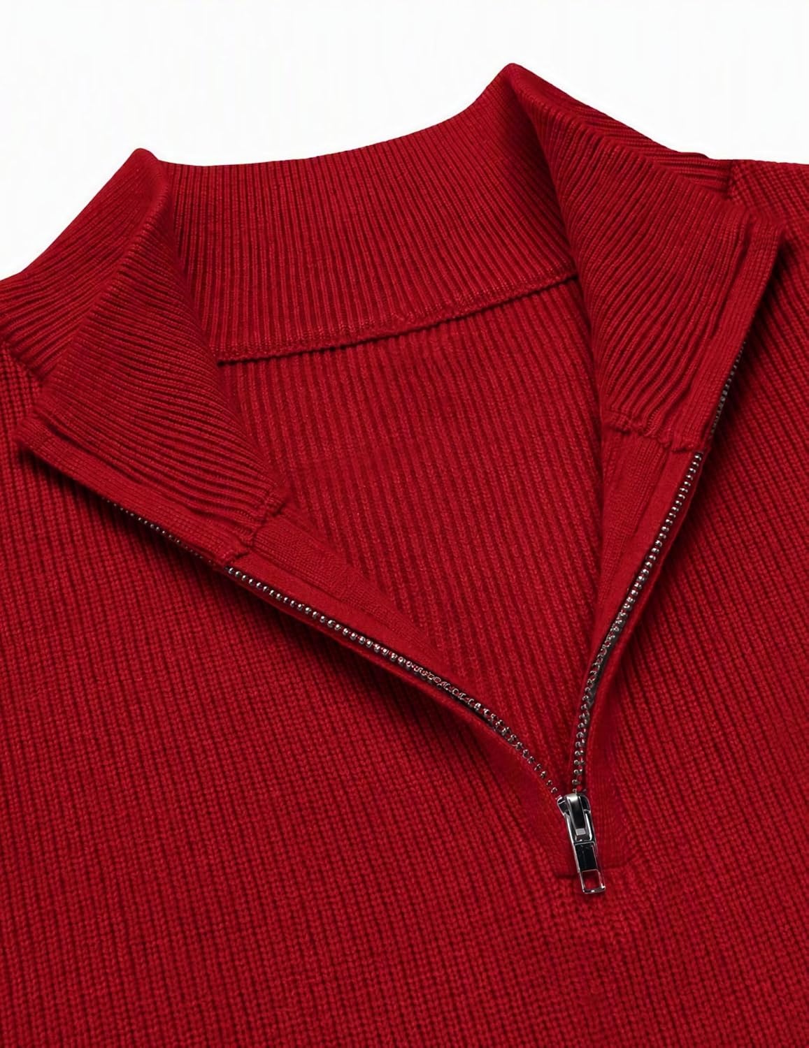 image:imageZeagoo Womens Fall Long Sleeve Quarter Zip Sweaters Knit Pullover TopsRed